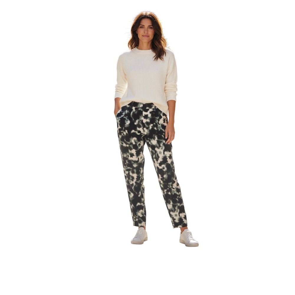 RACHEL Rachel Roy Women's Brown White Green Abstract Print Pleated Trouser SZ 12